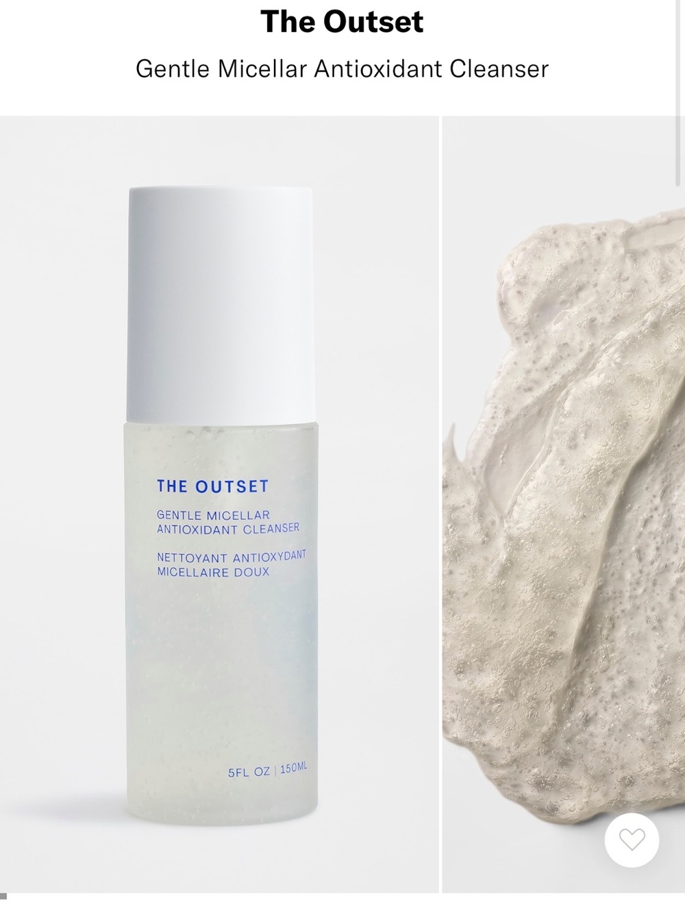The Outset Gentle Micellar Antioxidant Cleanser — White